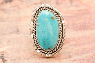 Artie Yellowhorse Genuine Candelaria Turquoise Sterling Silver Ring